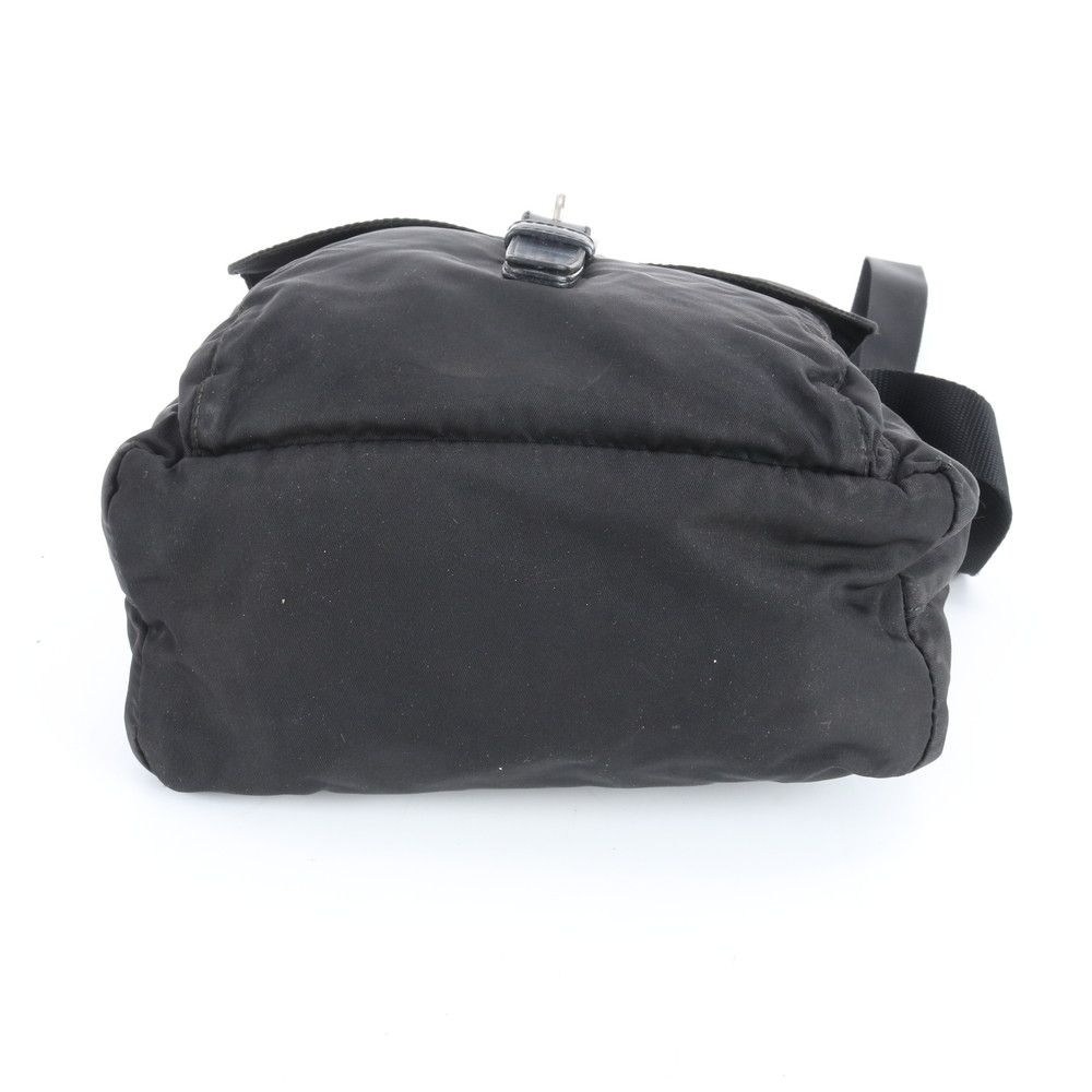 Prada Tessuto Nylon Triangle Logo Leather Shoulder Bag Crossbody Messenger — view 5