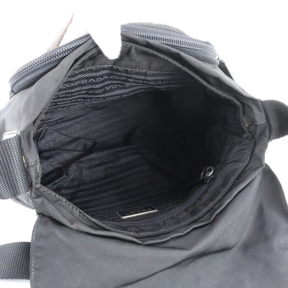 Prada Tessuto Nylon Triangle Logo Leather Shoulder Bag Crossbody Messenger — view 7