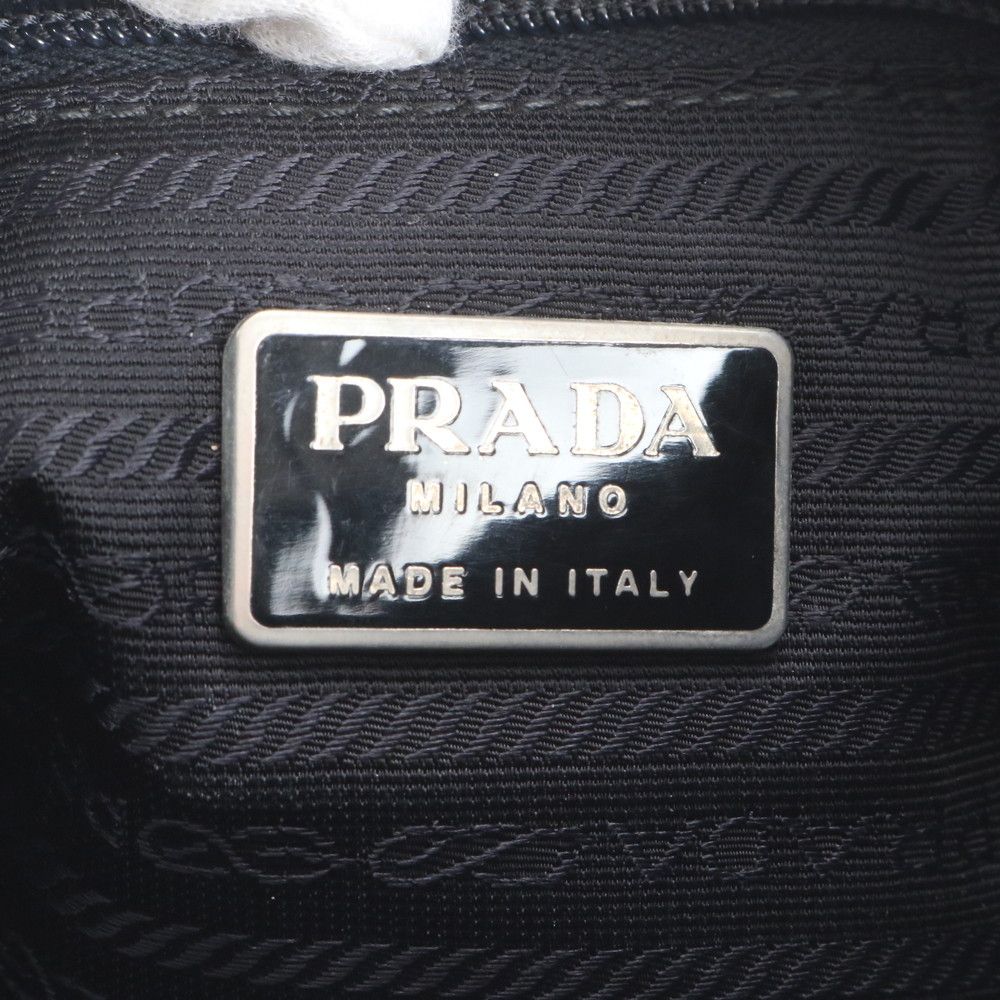 Prada Tessuto Nylon Triangle Logo Leather Shoulder Bag Crossbody Messenger — view 9