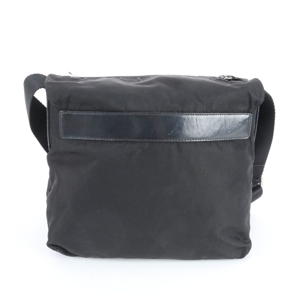 Prada Tessuto Nylon Triangle Logo Leather Shoulder Bag Crossbody Messenger — view 3