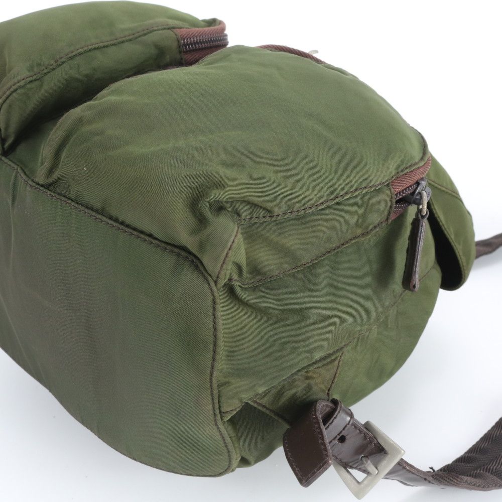 Prada Tessuto Nylon Triangle Logo Leather Backpack Shoulder — view 4