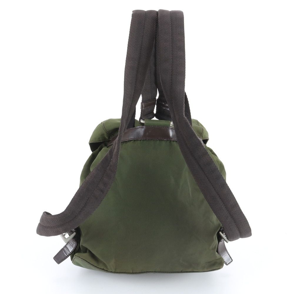Prada Tessuto Nylon Triangle Logo Leather Backpack Shoulder — view 3