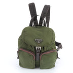 Prada Tessuto Nylon Triangle Logo Leather Backpack Shoulder