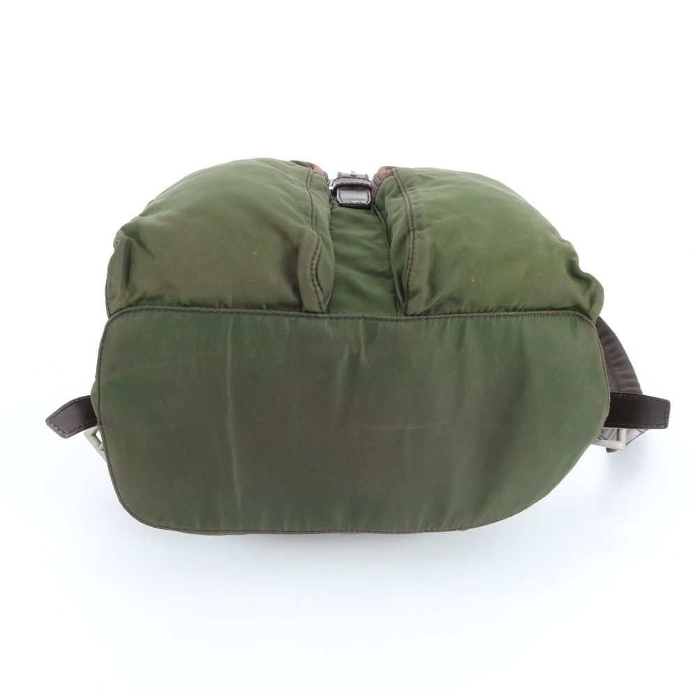 Prada Tessuto Nylon Triangle Logo Leather Backpack Shoulder — view 5
