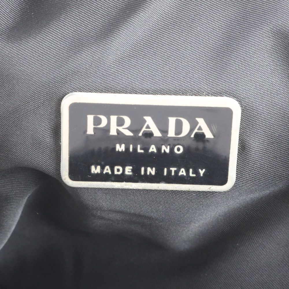 Prada Tessuto Nylon Triangle Logo Leather Shoulder Bag Crossbody — view 8