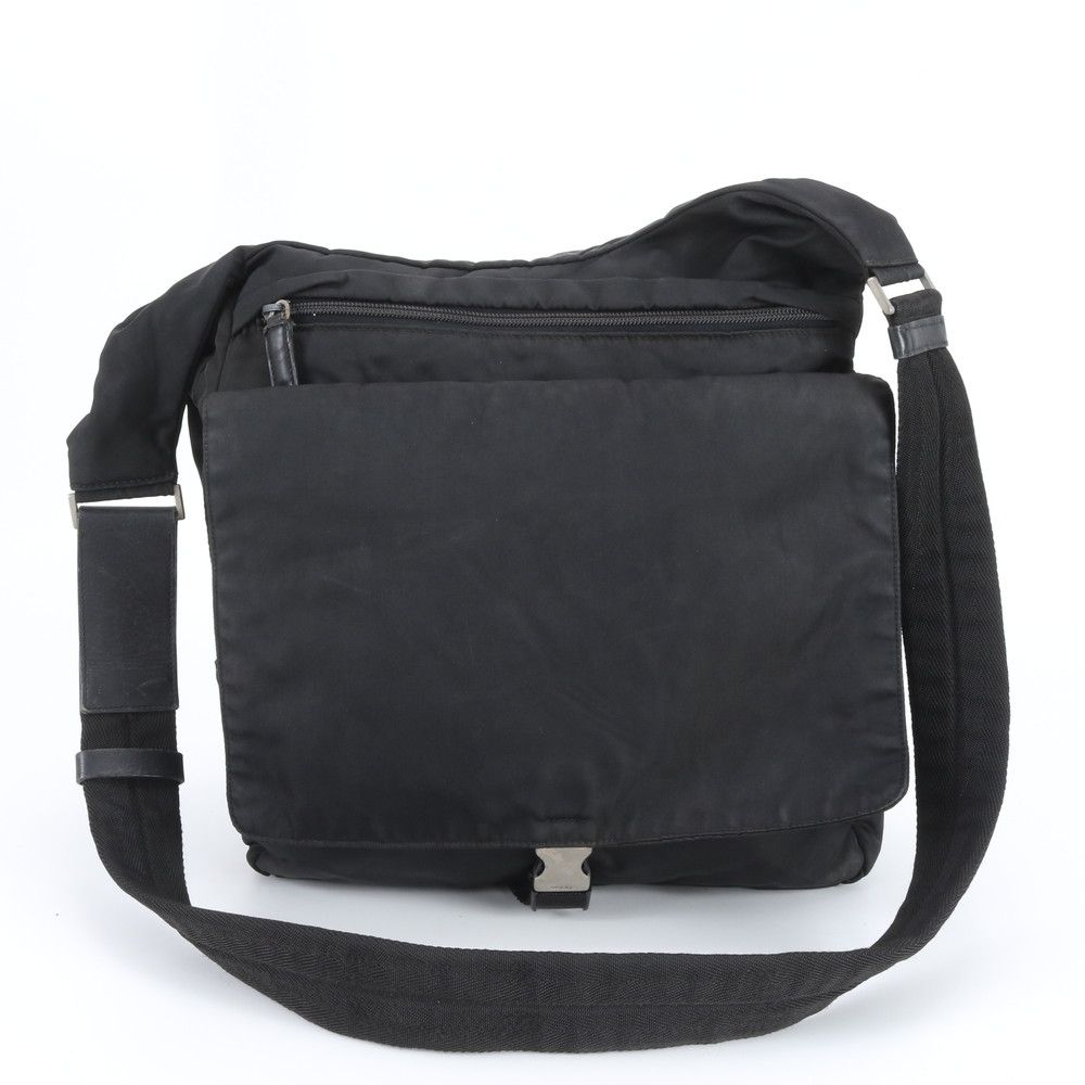 Prada Tessuto Nylon Triangle Logo Leather Shoulder Bag Crossbody