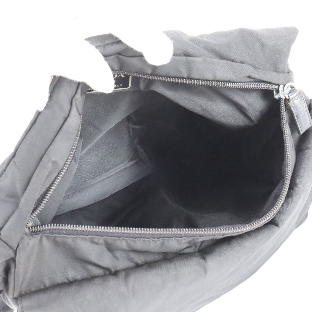 Prada Tessuto Nylon Triangle Logo Leather Shoulder Bag Crossbody — view 7