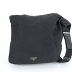 Prada Tessuto Nylon Triangle Logo Leather Shoulder Bag Crossbody — view 2