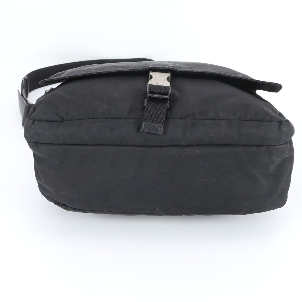 Prada Tessuto Nylon Triangle Logo Leather Shoulder Bag Crossbody — view 6