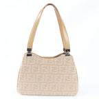 Fendi Zucca Wool Leather Shoulder Bag Tote Hand Beige — view 3