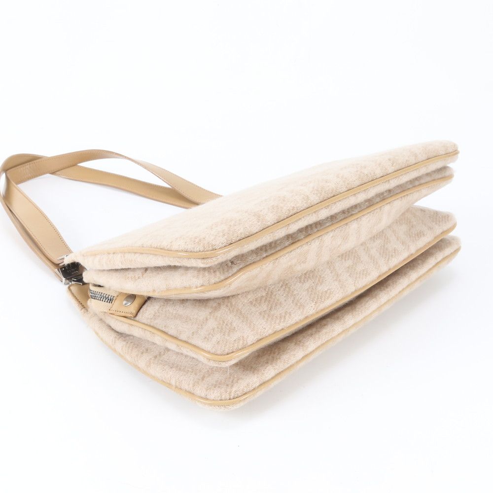 Fendi Zucca Wool Leather Shoulder Bag Tote Hand Beige — view 4