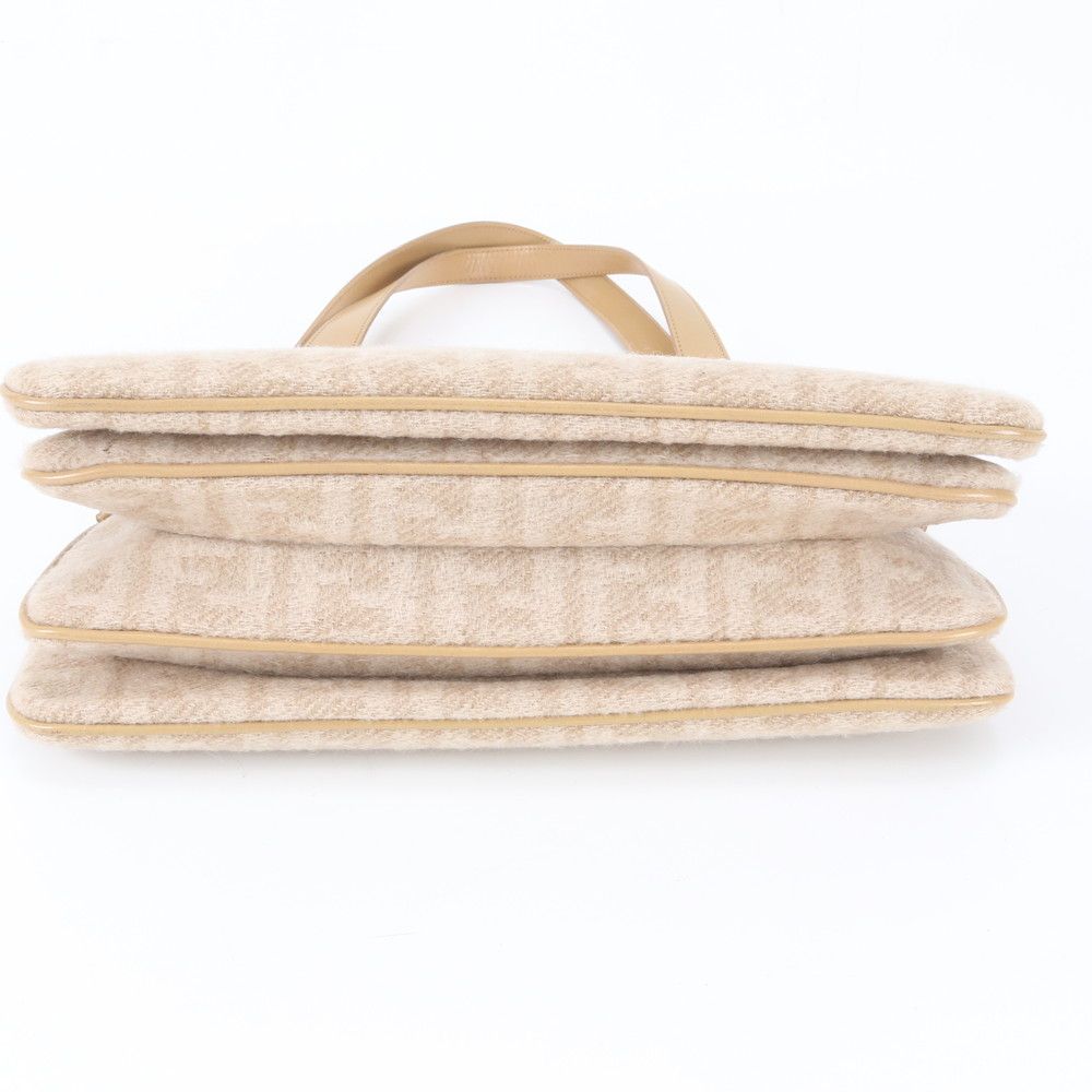 Fendi Zucca Wool Leather Shoulder Bag Tote Hand Beige — view 6