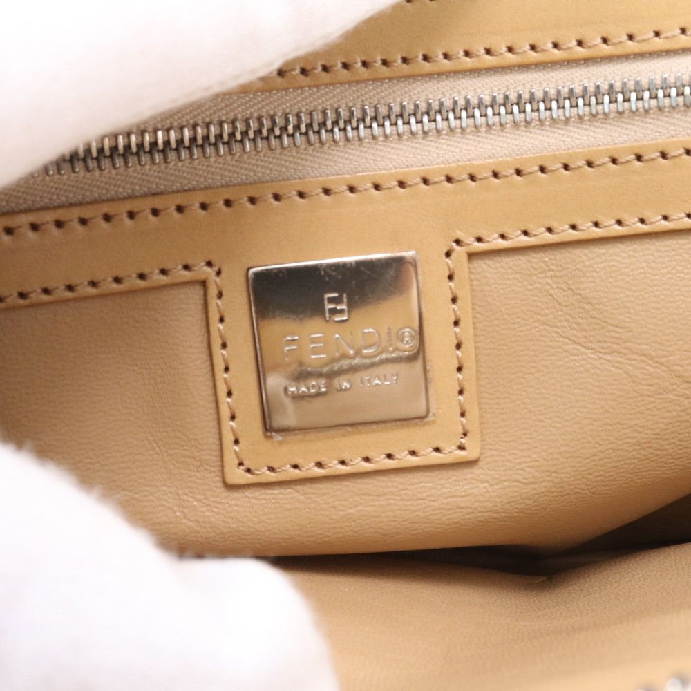 Fendi Zucca Wool Leather Shoulder Bag Tote Hand Beige — view 8
