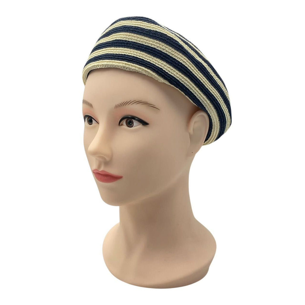 Gucci Hat Beret Straw Hat Beige Black