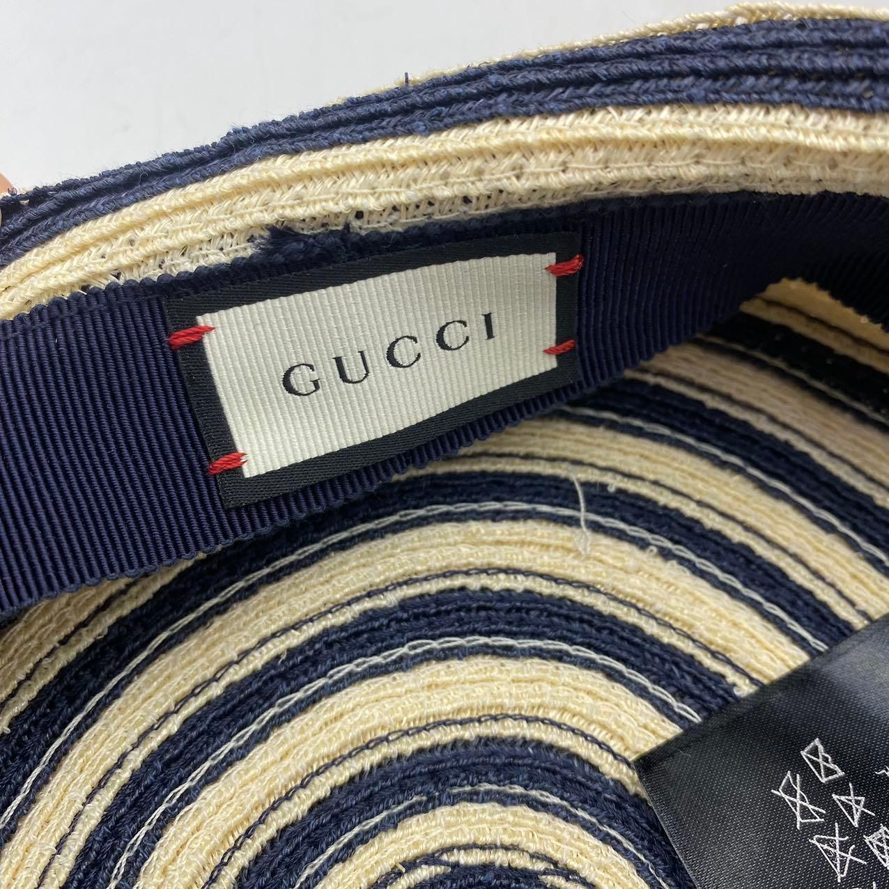Gucci Hat Beret Straw Hat Beige Black — view 4