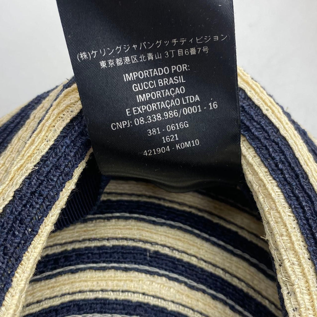Gucci Hat Beret Straw Hat Beige Black — view 5