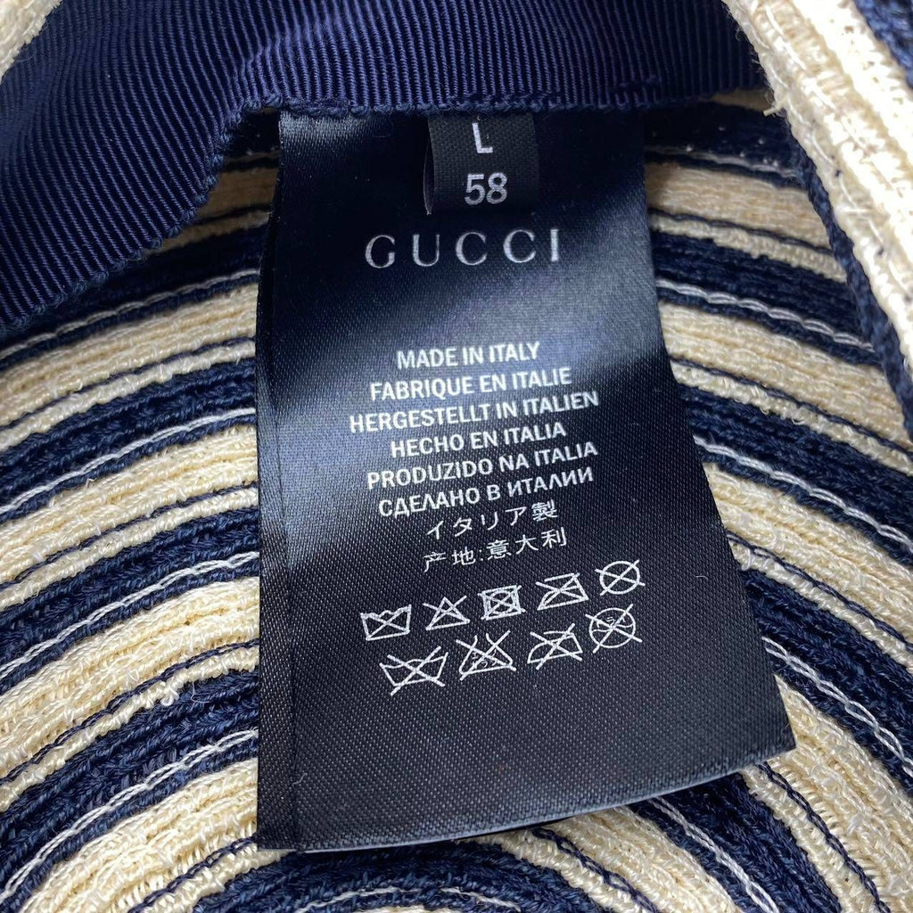 Gucci Hat Beret Straw Hat Beige Black — view 7
