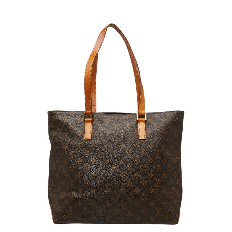 Louis Vuitton Monogram Cabas Mezzo Tote Shoulder Bag Brown Leather