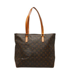 Louis Vuitton Monogram Cabas Mezzo Tote Shoulder Bag Brown Leather