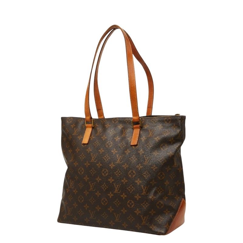 Louis Vuitton Monogram Cabas Mezzo Tote Shoulder Bag Brown Leather — view 2