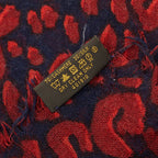 Louis Vuitton Etole Leopard Shawl Large Red Navy Silk Cashmere 1- Scarf — view 5