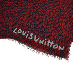 Louis Vuitton Etole Leopard Shawl Large Red Navy Silk Cashmere 1- Scarf — view 3
