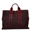 Hermes Fourre Tout MM Tote Wine Red Canvas