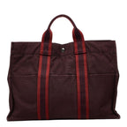Hermes Fourre Tout MM Tote Wine Red Canvas