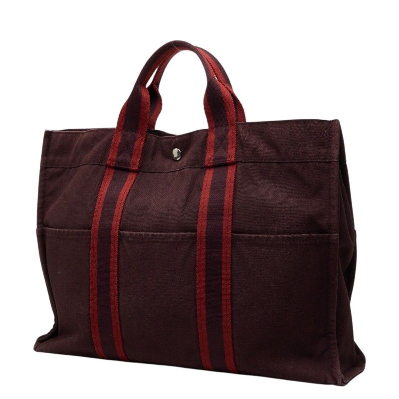 Hermes Fourre Tout MM Tote Wine Red Canvas — view 2