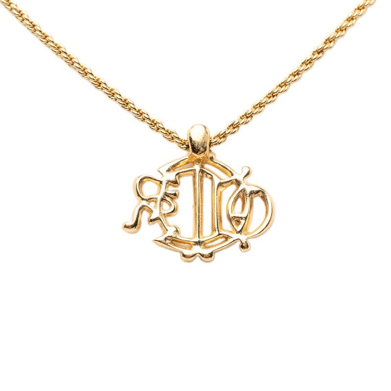 Dior Logo Emblem Pendant Gold Plated Rhinestone — view 2