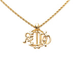 Dior Logo Emblem Pendant Gold Plated Rhinestone — view 2