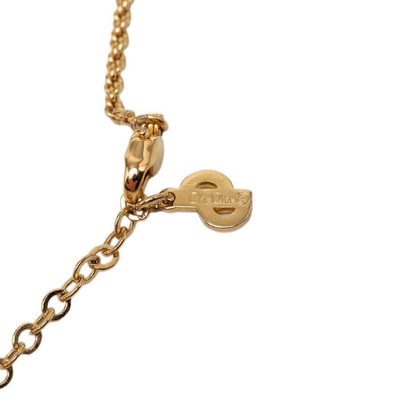 Dior Logo Emblem Pendant Gold Plated Rhinestone — view 5