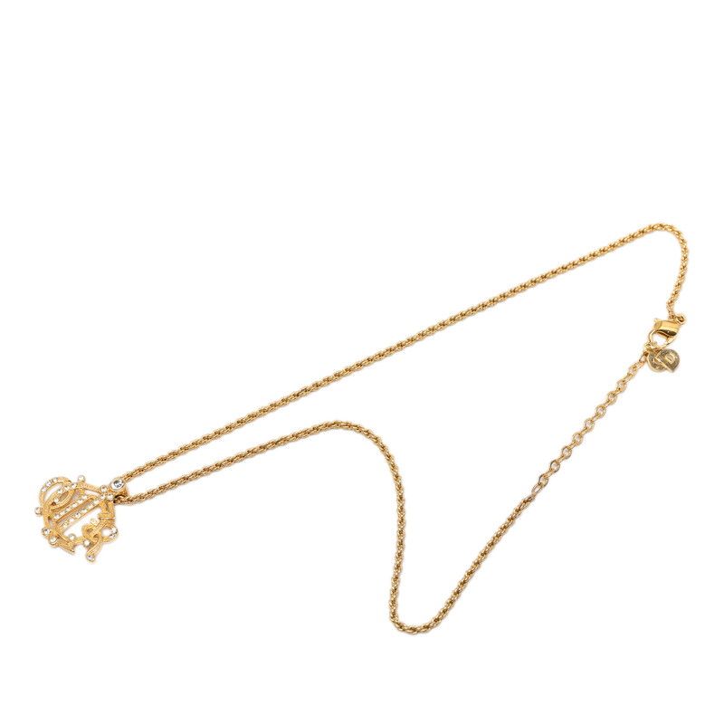 Dior Logo Emblem Pendant Gold Plated Rhinestone — view 3