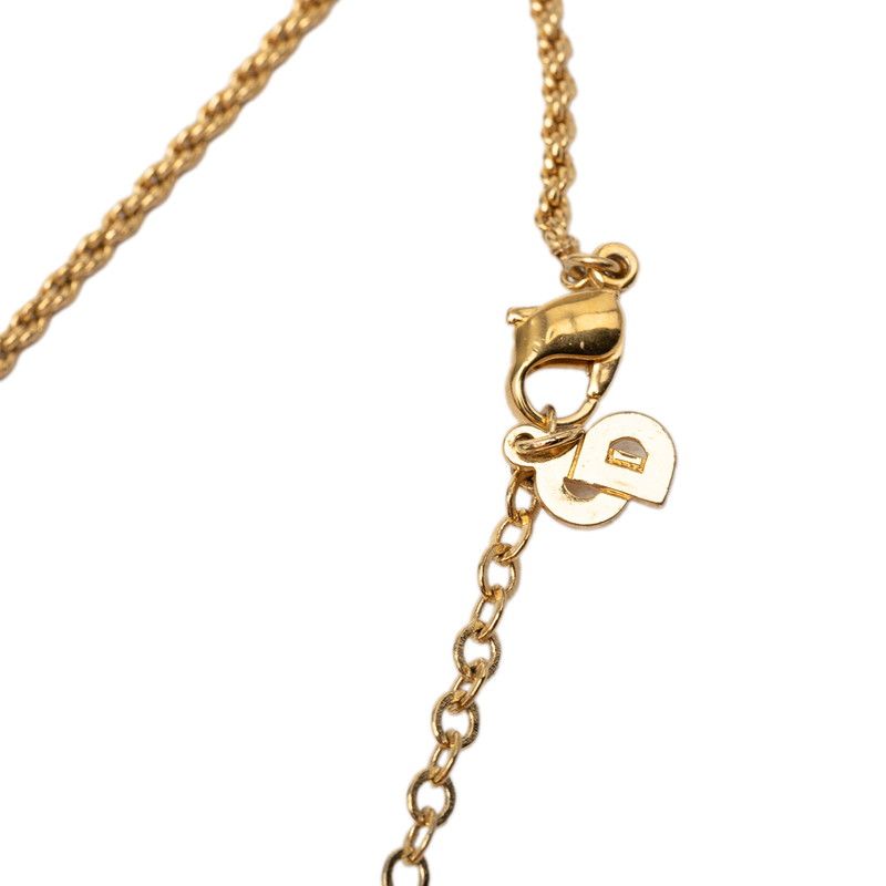Dior Logo Emblem Pendant Gold Plated Rhinestone — view 4