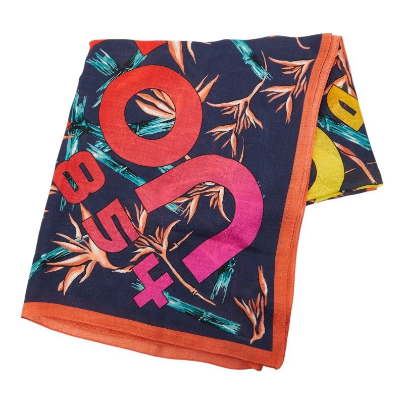 Louis Vuitton Etole Hawaiian Lily Shawl Large Navy Multicolor Silk Wool 1- Scarf — view 2