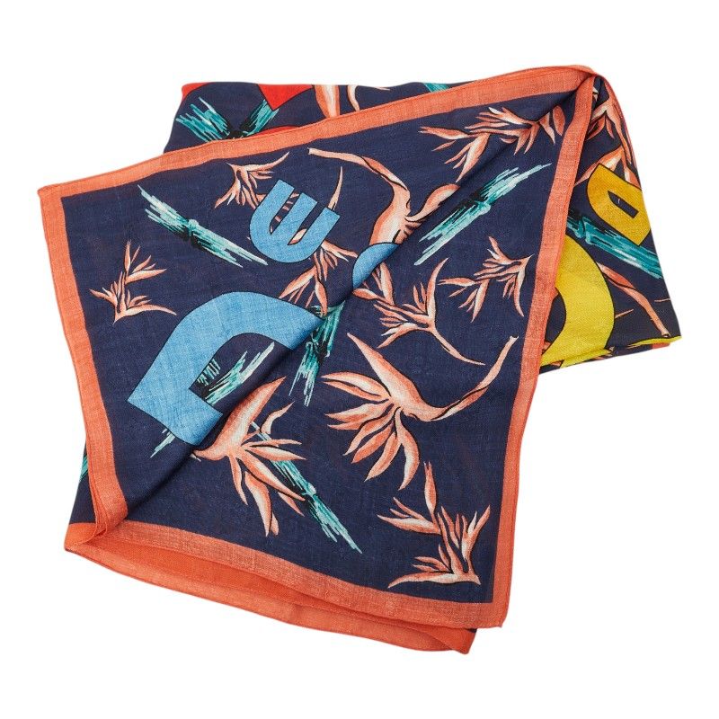 Louis Vuitton Etole Hawaiian Lily Shawl Large Navy Multicolor Silk Wool 1- Scarf — view 3