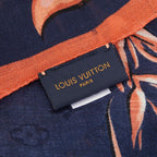 Louis Vuitton Etole Hawaiian Lily Shawl Large Navy Multicolor Silk Wool 1- Scarf — view 6