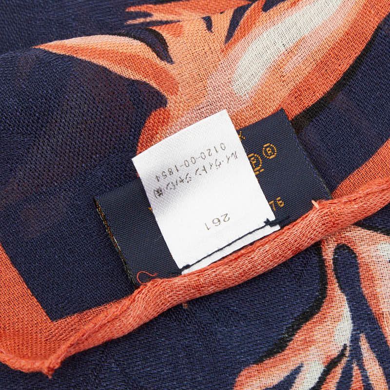 Louis Vuitton Etole Hawaiian Lily Shawl Large Navy Multicolor Silk Wool 1- Scarf — view 5
