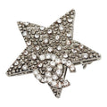 Chanel CC Logo Star Motif Brooch 05 Silver Metal Rhinestone