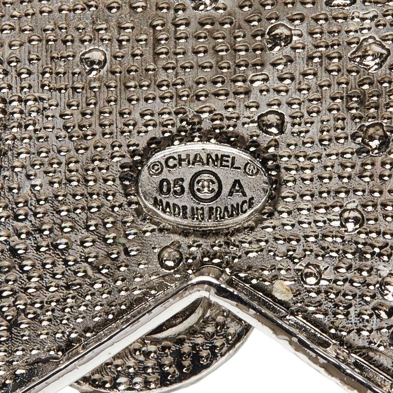 Chanel CC Logo Star Motif Brooch 05 Silver Metal Rhinestone — view 4