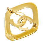 Chanel CC Logo Vintage Diamond Brooch 93 Gold Blue Plated — view 2