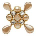 Chanel Vintage Brooch Gold Plated Faux Pearl Bijuu