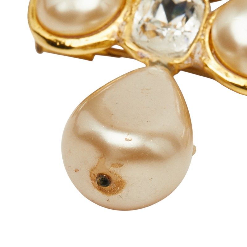 Chanel Vintage Brooch Gold Plated Faux Pearl Bijuu — view 4