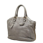 Prada Logo Tote Shoulder Bag 2-Way Silver Gray Leather — view 2