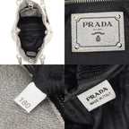 Prada Logo Tote Shoulder Bag 2-Way Silver Gray Leather — view 9