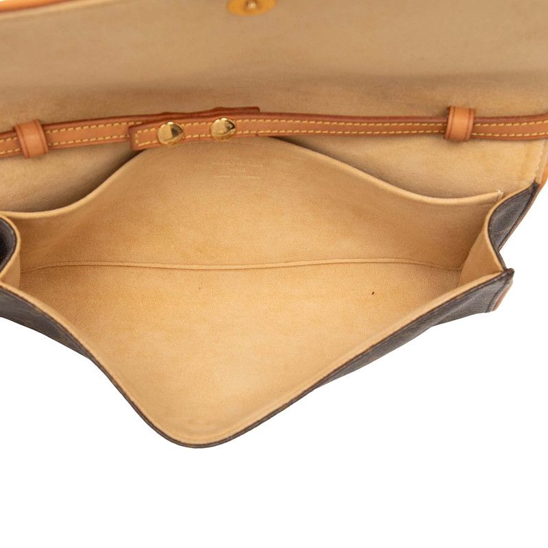 Louis Vuitton Monogram Pochette Twin GM Crossbody Shoulder Bag Brown Leather — view 4