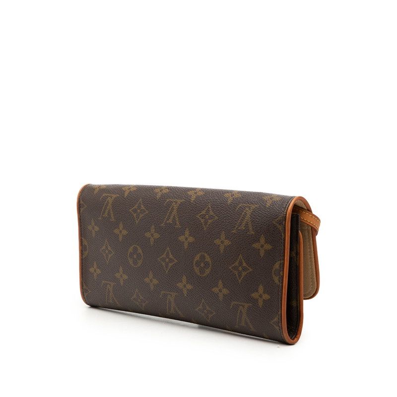 Louis Vuitton Monogram Pochette Twin GM Crossbody Shoulder Bag Brown Leather — view 2