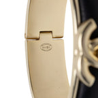 Chanel CC Logo Turnlock Bangle Bracelet Gold Black Plated Lambskin — view 5