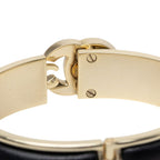 Chanel CC Logo Turnlock Bangle Bracelet Gold Black Plated Lambskin — view 4