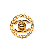Chanel CC Logo Turnlock Chain Motif Brooch Gold Plated